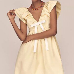 Endless Rose Flutter-Sleeve V-Neck Bow A-Line Mini Dress